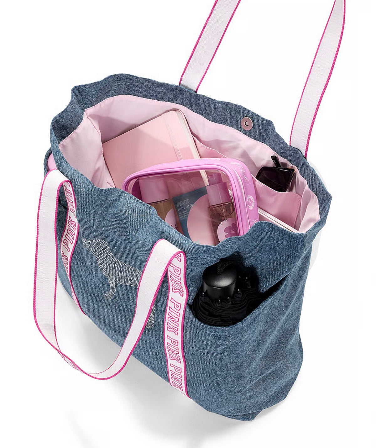 Bolsa Tote Bag Mediana de Denim con forro interior by Pink- Victoria's Secret