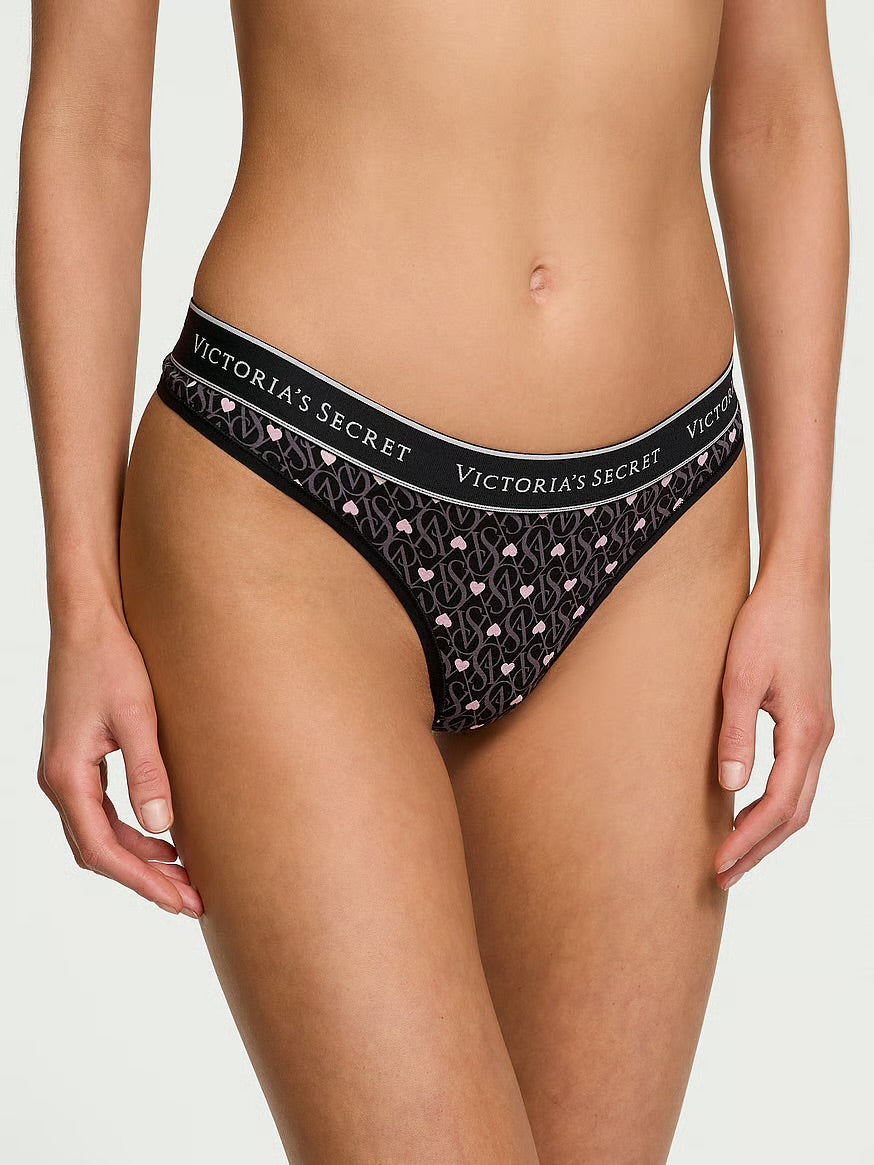 Tangas de algodón clásica de cintura elástica con logo by Victoria's Secret