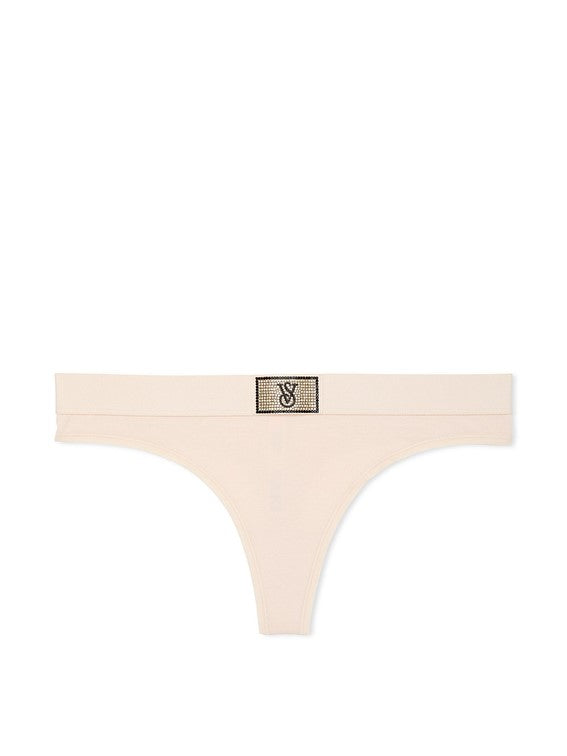 Tanga de algodón clásica de cintura elástica con parche brillante by Victoria's Secret
