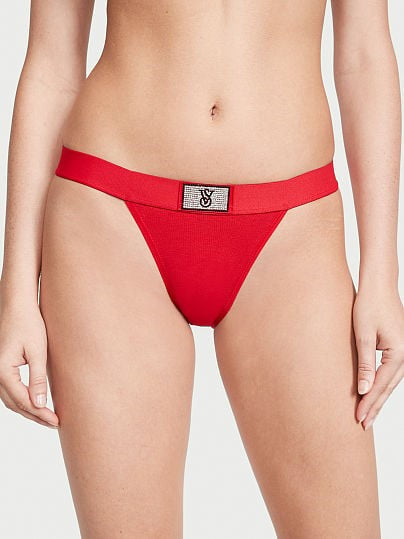 Panty de algodón tipo bikini con cintura elástica con logo Victoria's Secret