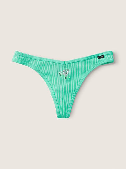 Tanga de algodón acanalado Pink Victoria's Secret