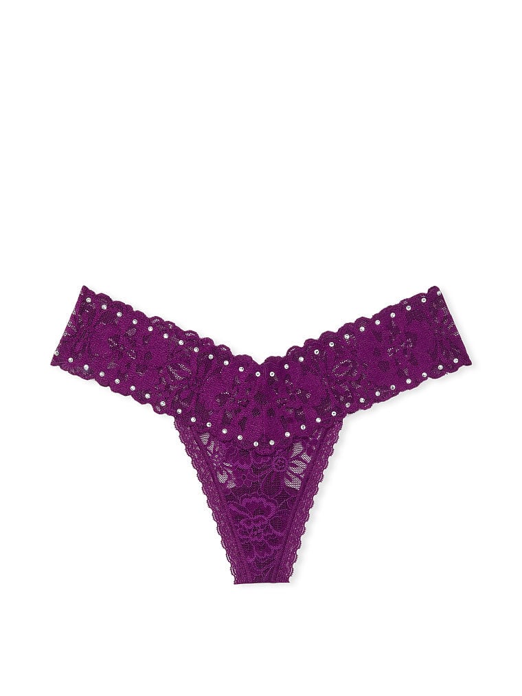 Tanga Lacie Morada con adorno brillante Victoria's Secret