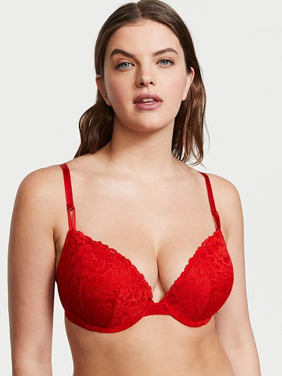 Brasier con aros Push up de encaje color rojo Victoria's Sectret