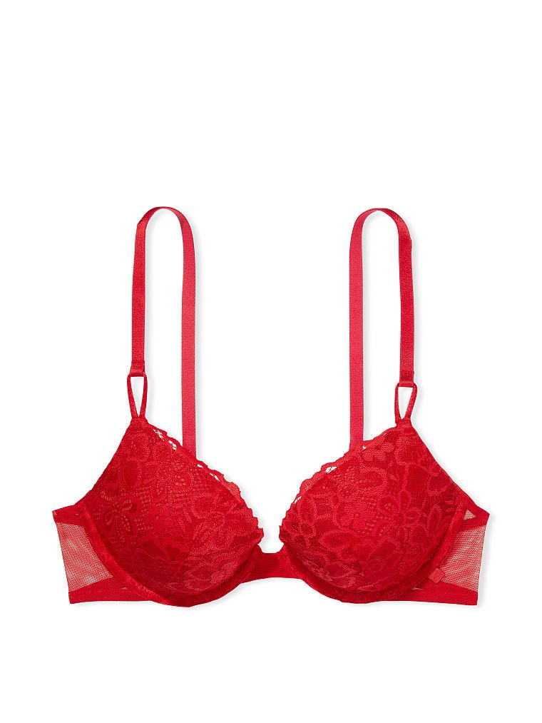 Brasier con aros Push up de encaje color rojo Victoria's Sectret