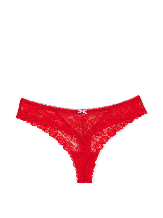 Tanga lacie rojo con chonguito rosa Victorias's Secret