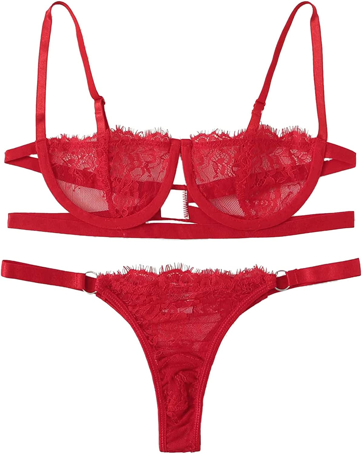 Conjunto de 2 piezas de lencería sexy de Tanga y brasier-SheIn