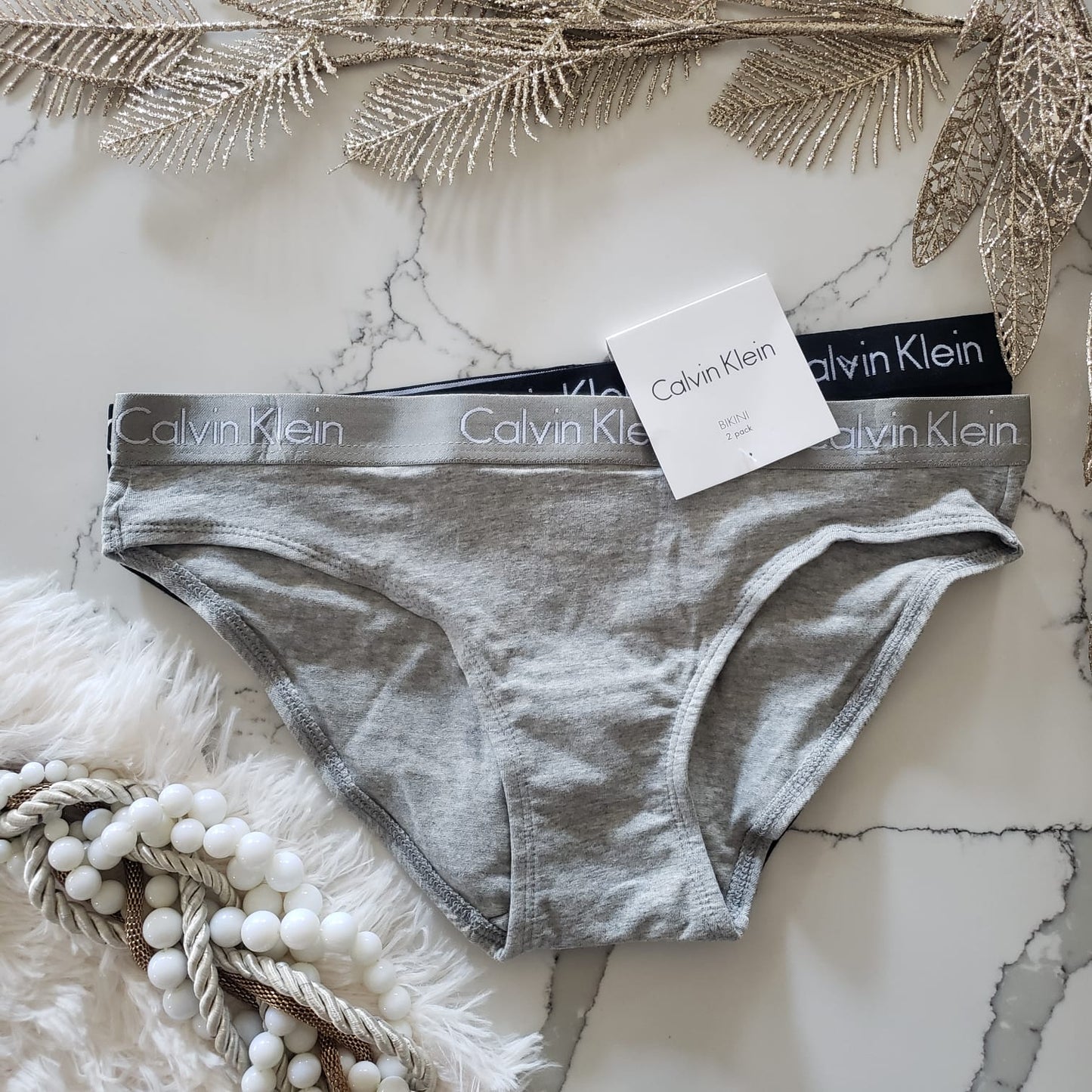 Calvin Klein Bikini de algodón con logotipo en elástico