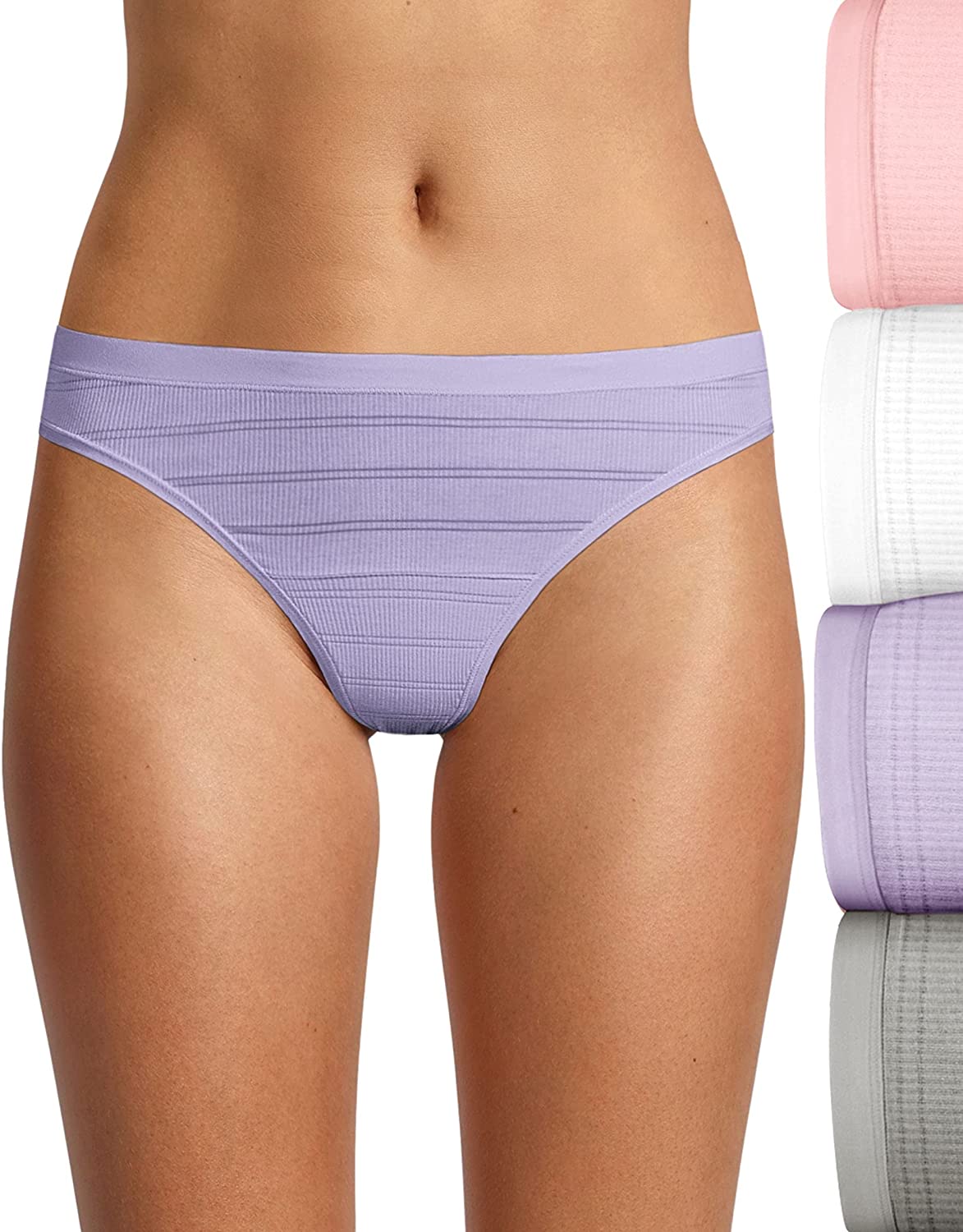 Hanes Tanga de ajuste flexible transpirable para mujer, paquete de 4