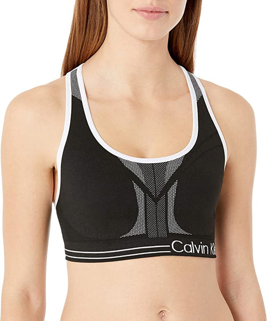 Calvin Klein Sujetador deportivo reversible sin costuras de impacto medio que absorbe la humedad para mujer